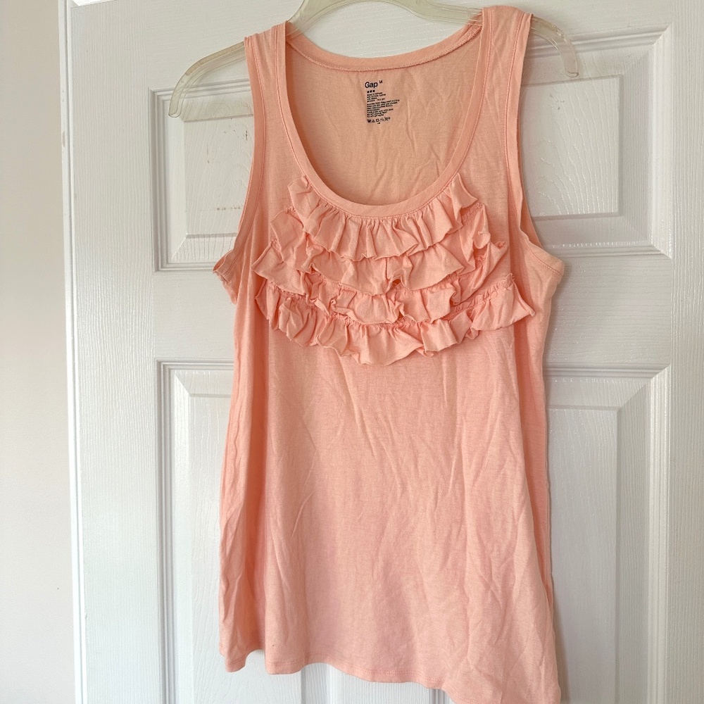 Gap Peach Pink Tiered Ruffle Tank Top